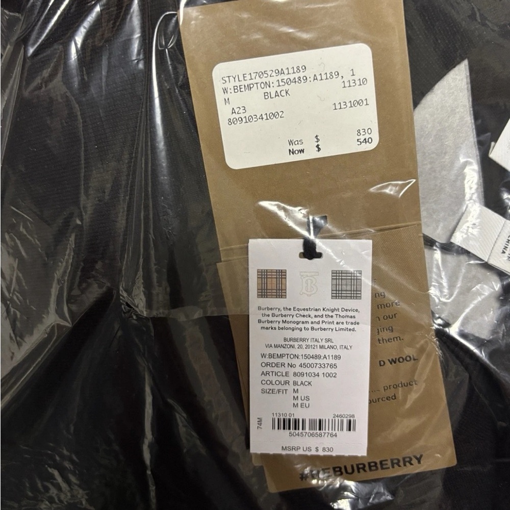 New Burberry Bempton Wool Black Elbow Patch Sweater 8091034 NWT $830 - Picture 5 of 6